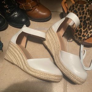 White sandal wedges